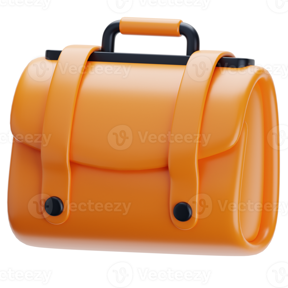 An orange briefcase on a black background png