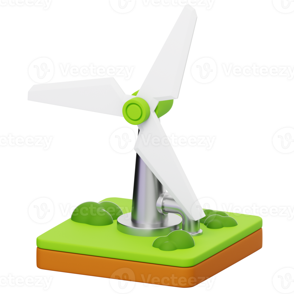 A toy wind turbine on a green base png