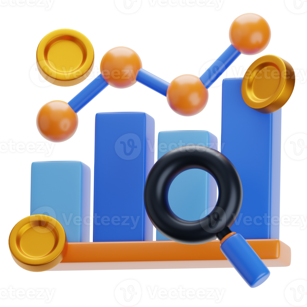 Search engine optimization. financial analytics 3d icon png