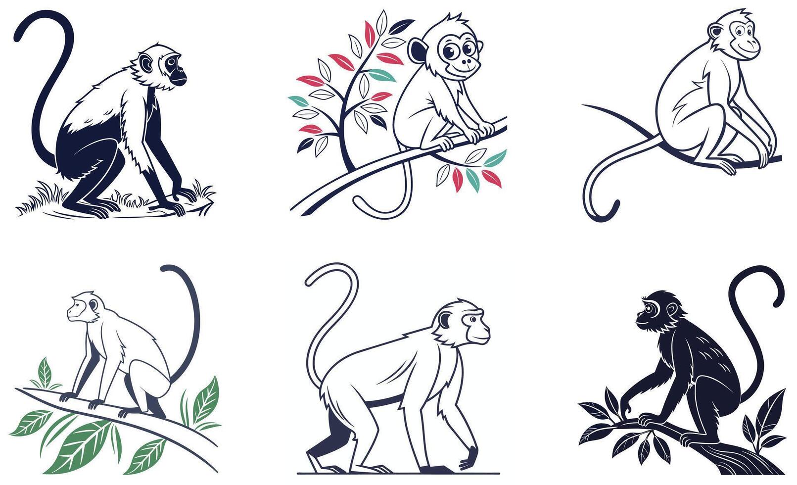 Monkeys on a branch illustration vector