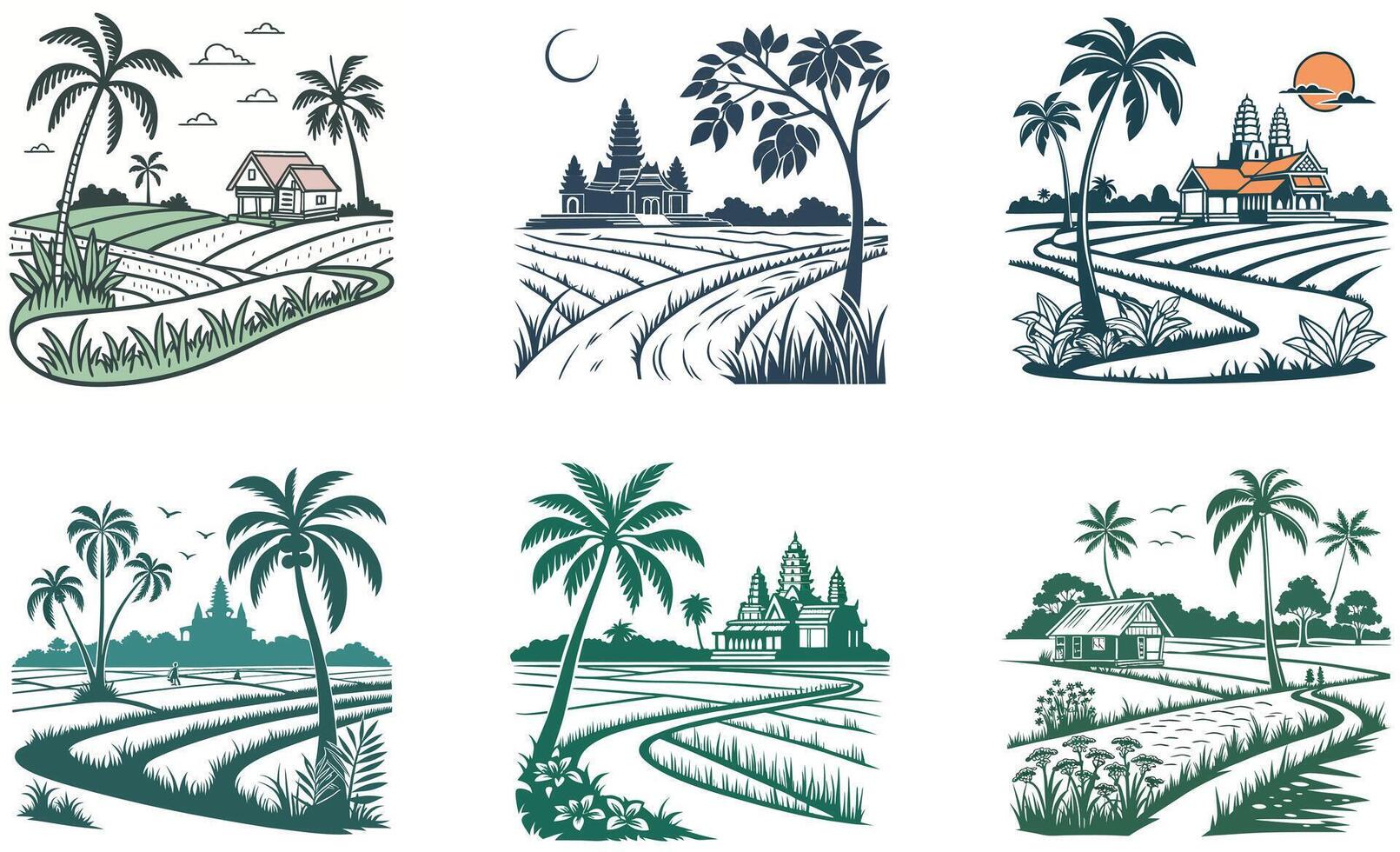 Four different illustrations of thailand vector