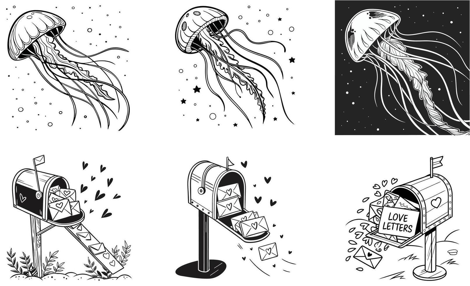 A set of jellyfish illustrations vector
