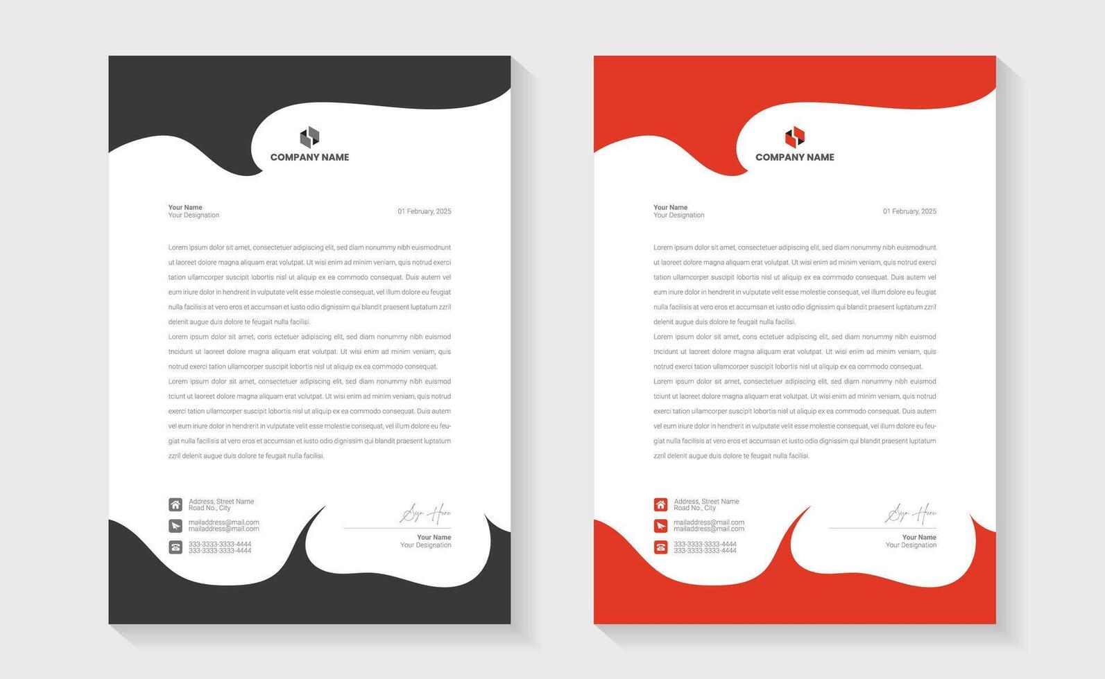 Modern Creative Clean business style letterhead bundle of your corporate project design. Set to print vector