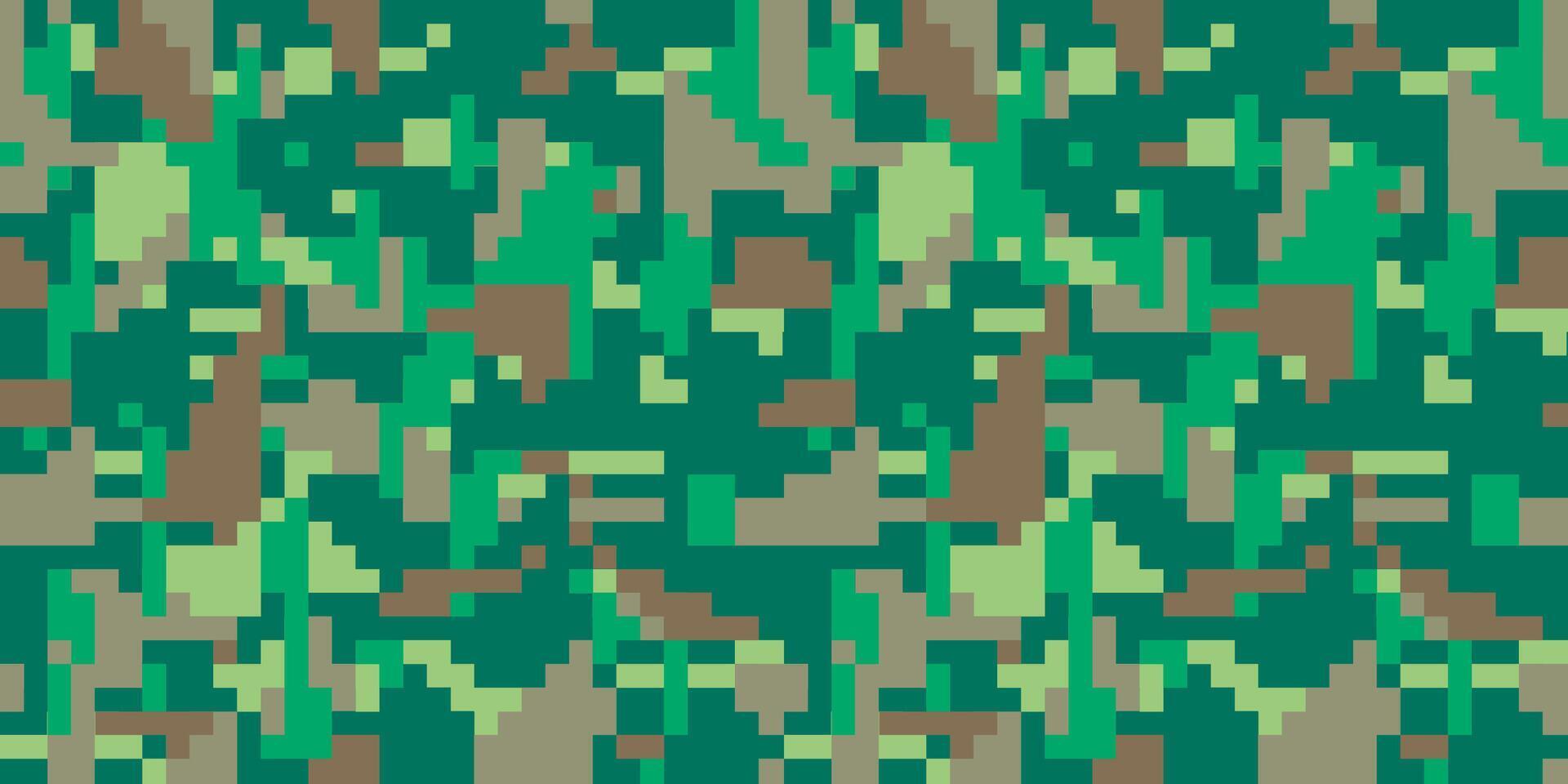 Digital pixel green camouflage seamless pattern for your design. Clothing military style vector