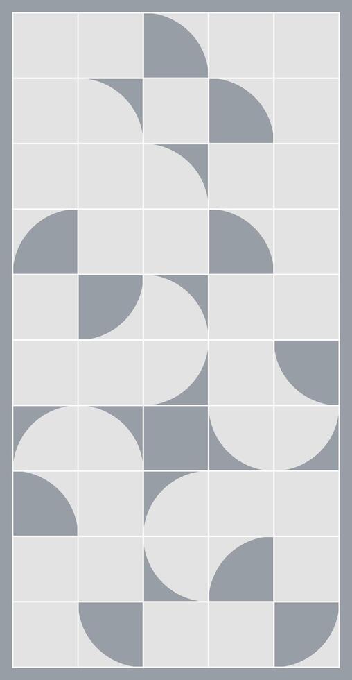 Geometric curve form of combining and dividing the circles in gray and white. Design pattern of various rounded shapes mosaic. Decorative panel made of tiles vector