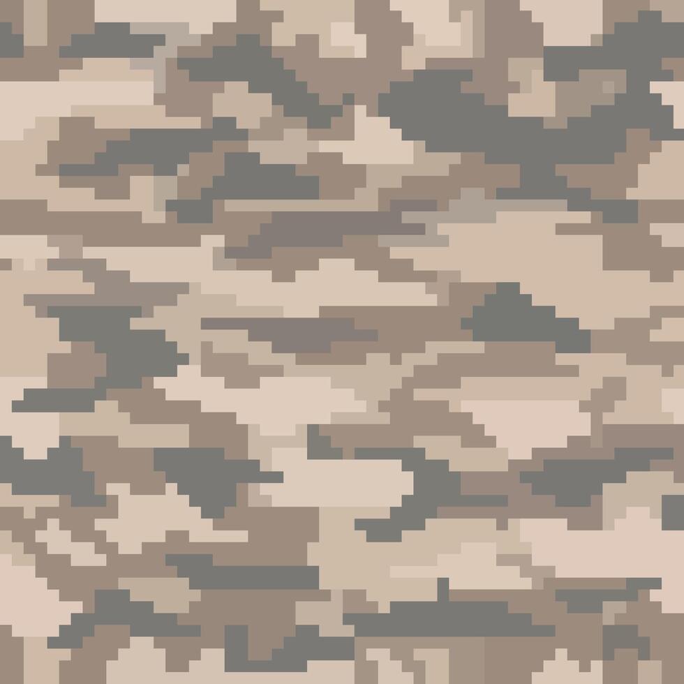 Pixel camo. Seamless digital camouflage pattern. Military texture. Brown desert color. Fabric textile print designs vector