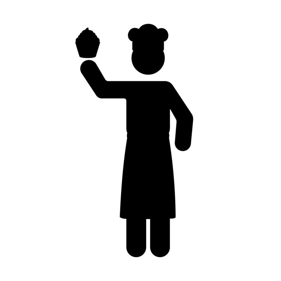 Pastry chef holding a muffin pictogram icon illustration vector