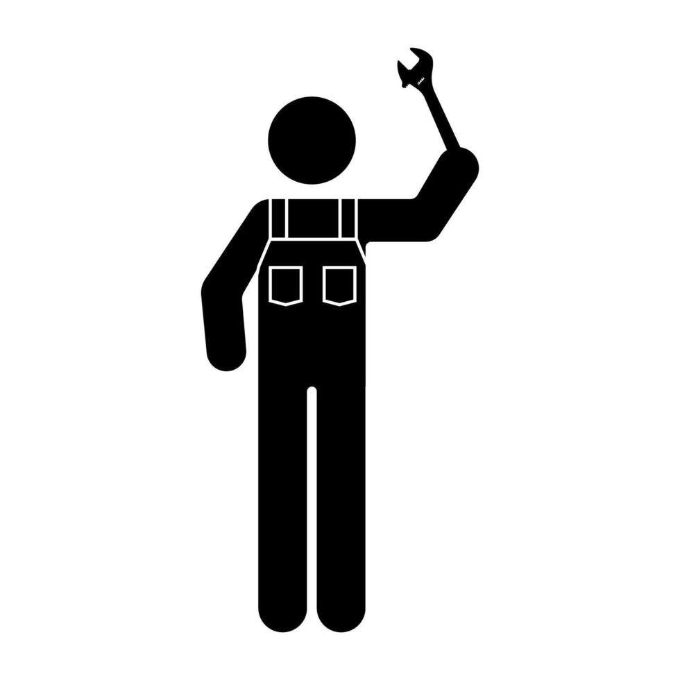 Mechanic holding a wrench pictogram icon illustration vector