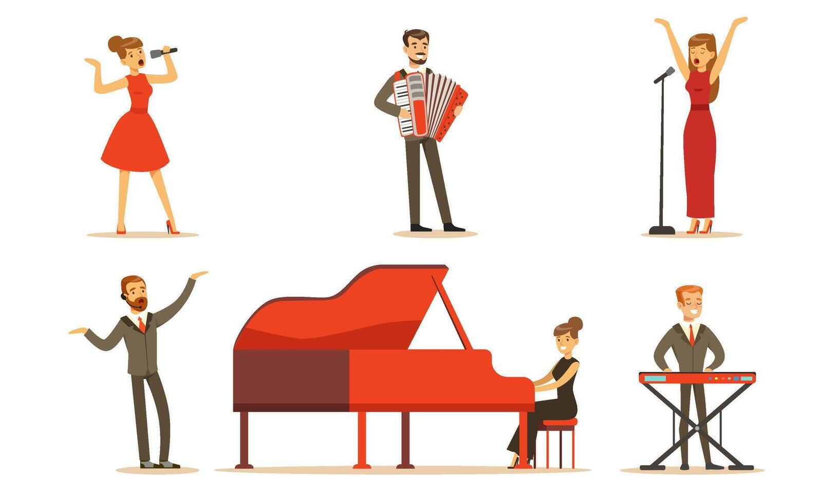 Musicians and singers. Set of illustrations. vector