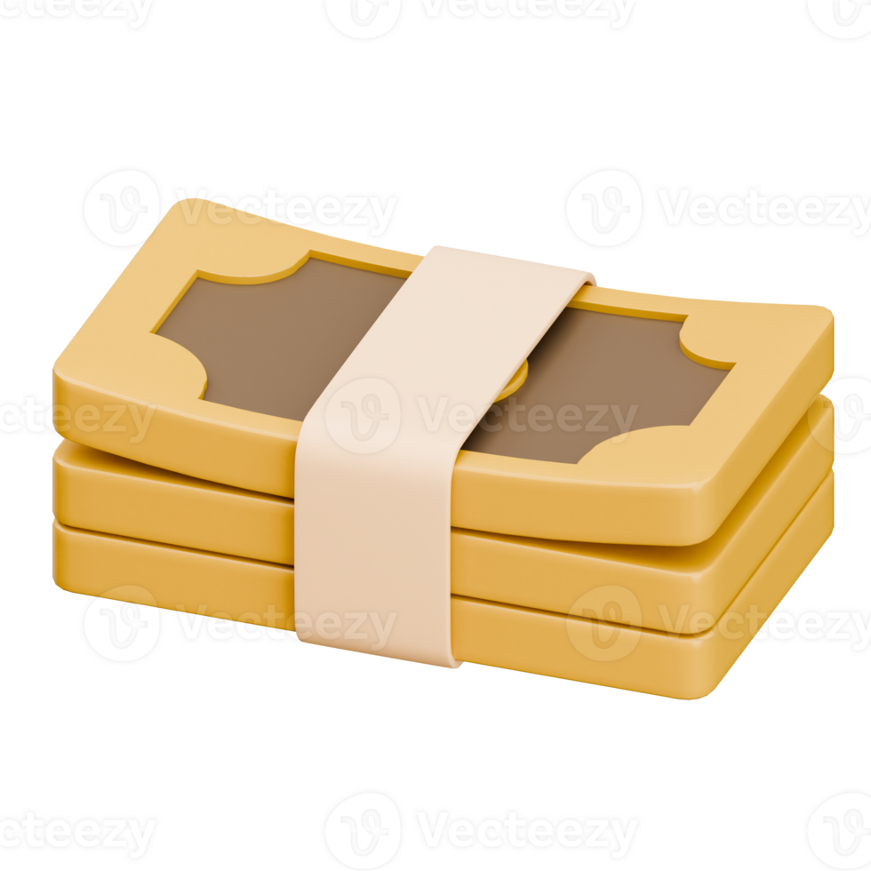 3D Money Stack Icon Representing Wealth, Profit, and Financial Stability png