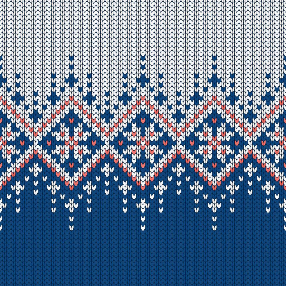 Scandinavian knitted seamless pattern. Norwegian native style sweater. Ornament with snowflakes. Fair Isle design. Wool texture. Winter holiday background vector