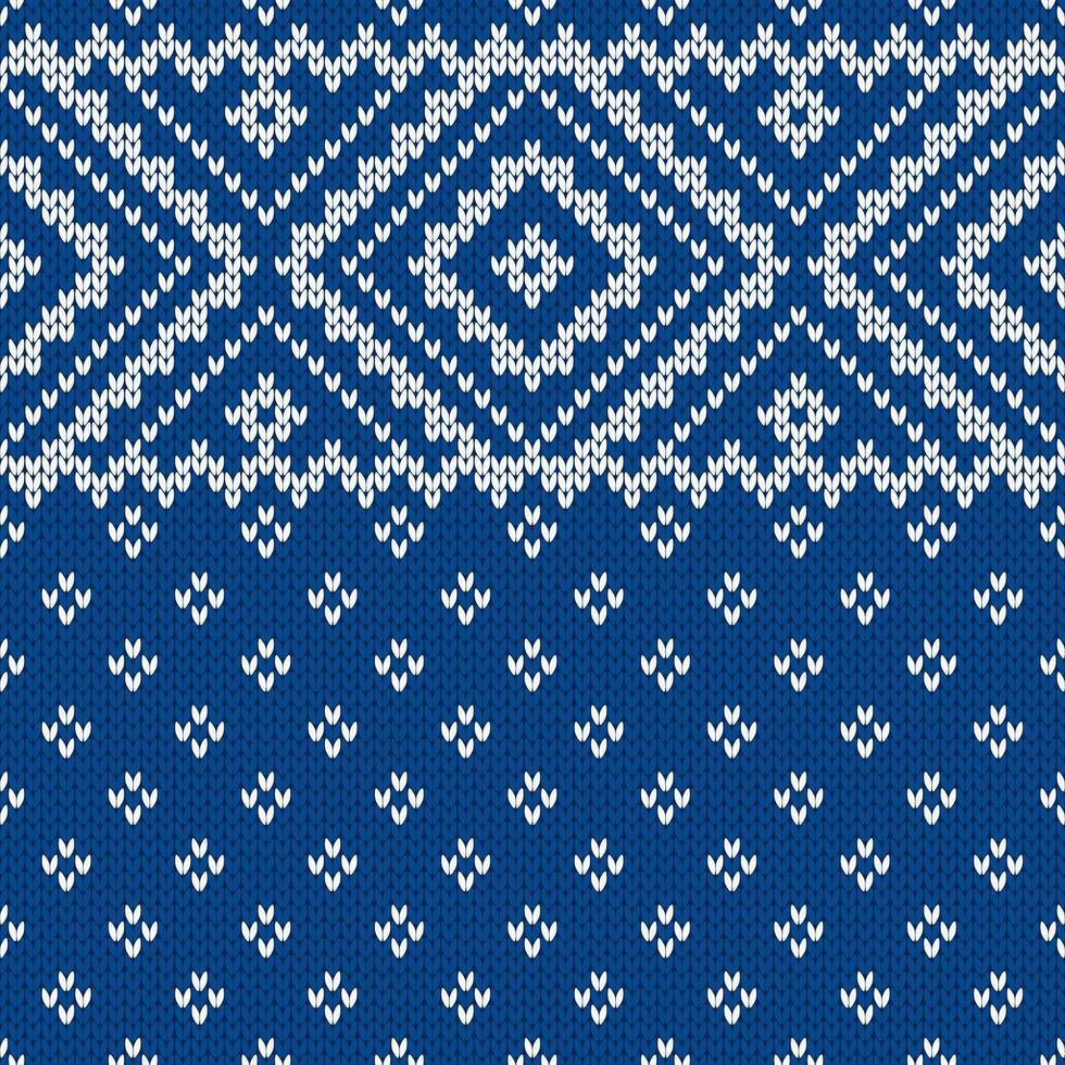 Scandinavian knitted seamless pattern. Norwegian native style sweater, ornament with snowflakes. Fair Isle design. Wool texture, winter holiday background vector