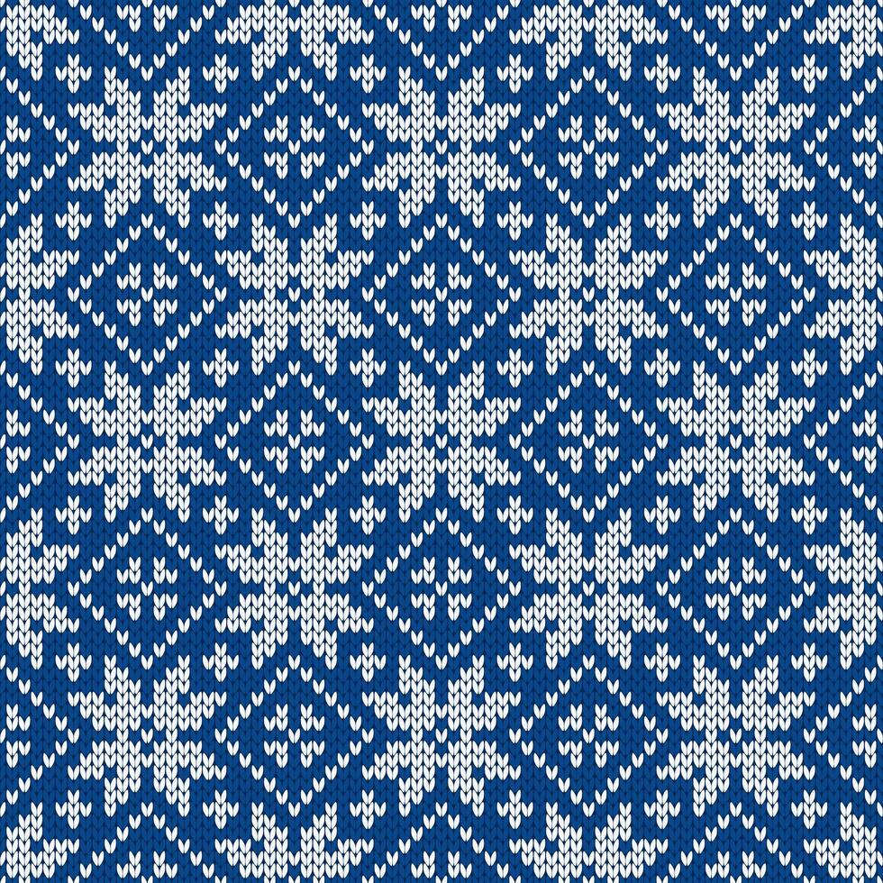 Christmas traditional knitted seamless pattern with snowflakes. Norwegian style sweater, wool texture, holiday background. vector