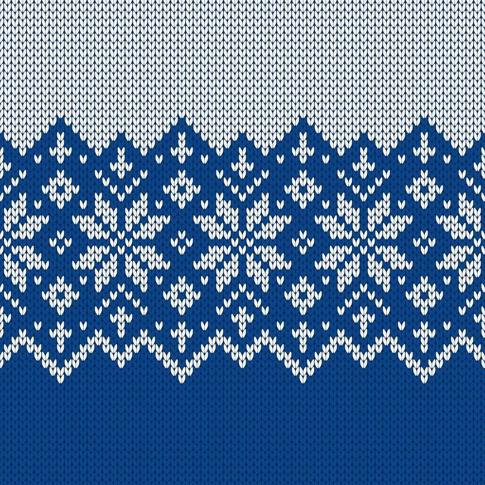 Scandinavian knitted seamless pattern. Norwegian native style sweater, ornament with snowflakes, fair Isle design. Wool texture. Winter holiday background vector