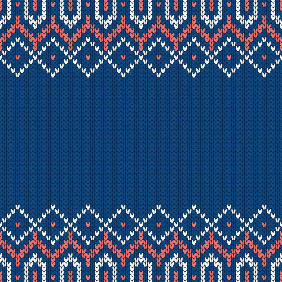 Knitwear texture. Christmas template with empty place for text. Traditional seasonal seamless background for holiday design. Winter knitted wool sweater pattern. vector