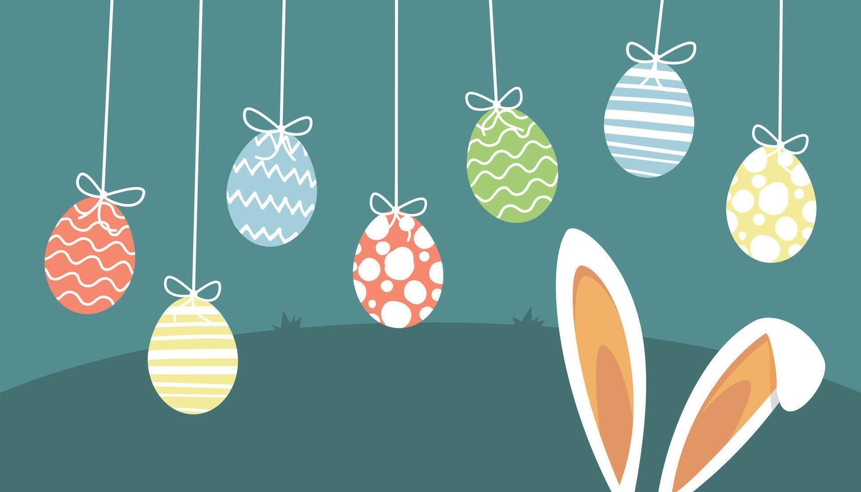 easter eggs hanging decoration background vector