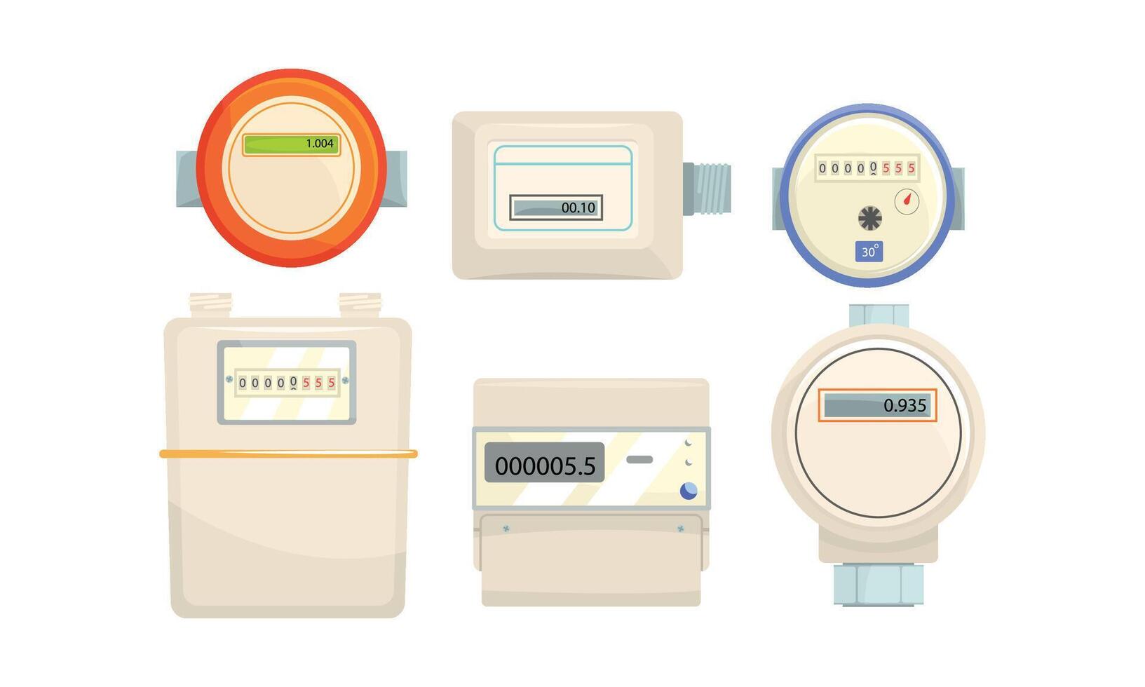 Household Electric Meter Box to Monitor the Flow of Electricity Set vector