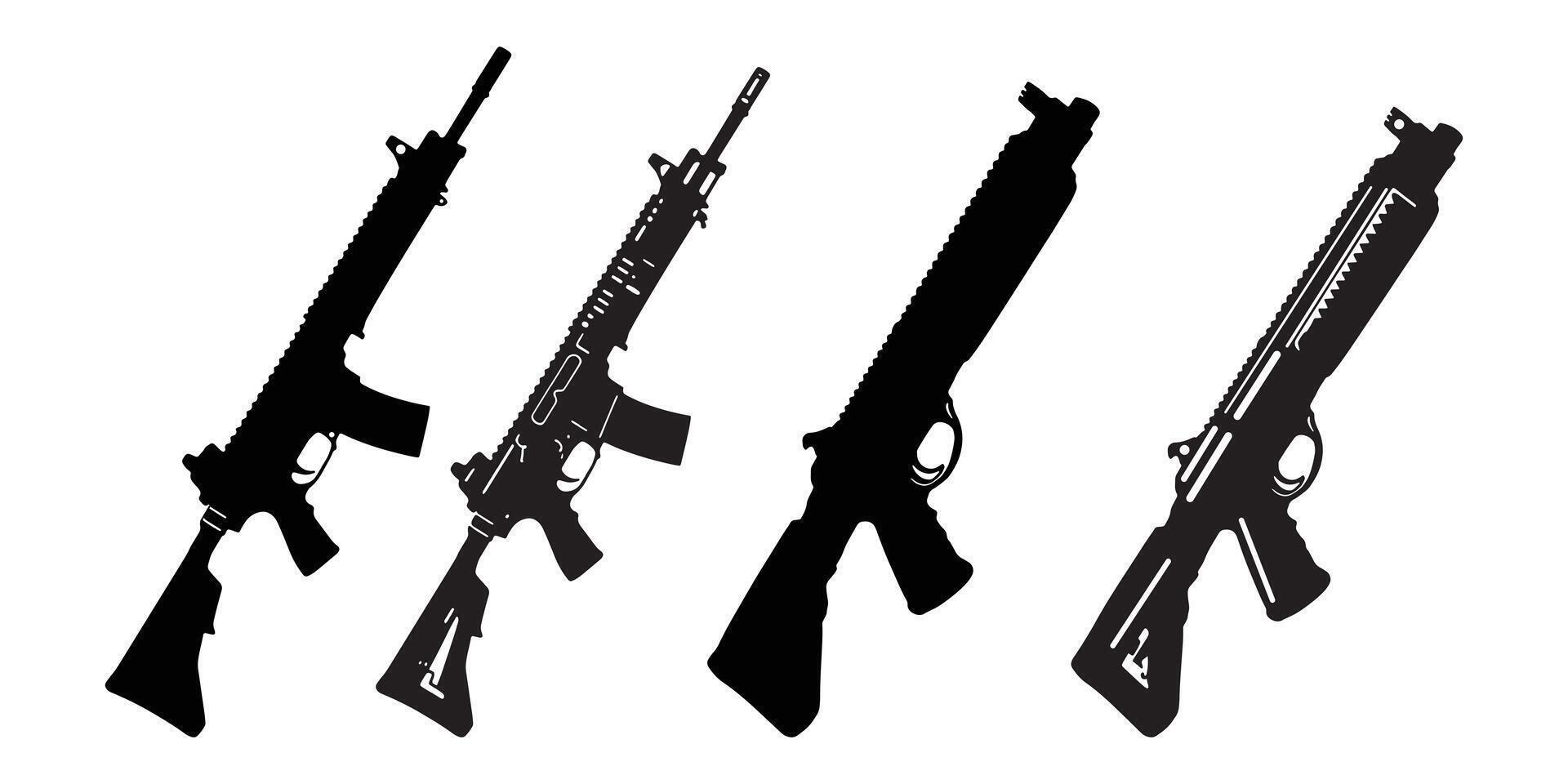 rifle silhouette set. design on a white background, vector