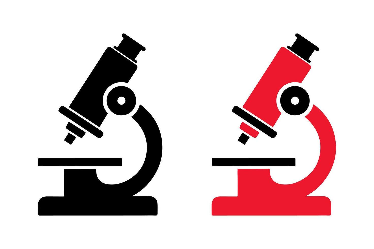 Silhouettes of two microscopes are depicted in a simple. vector