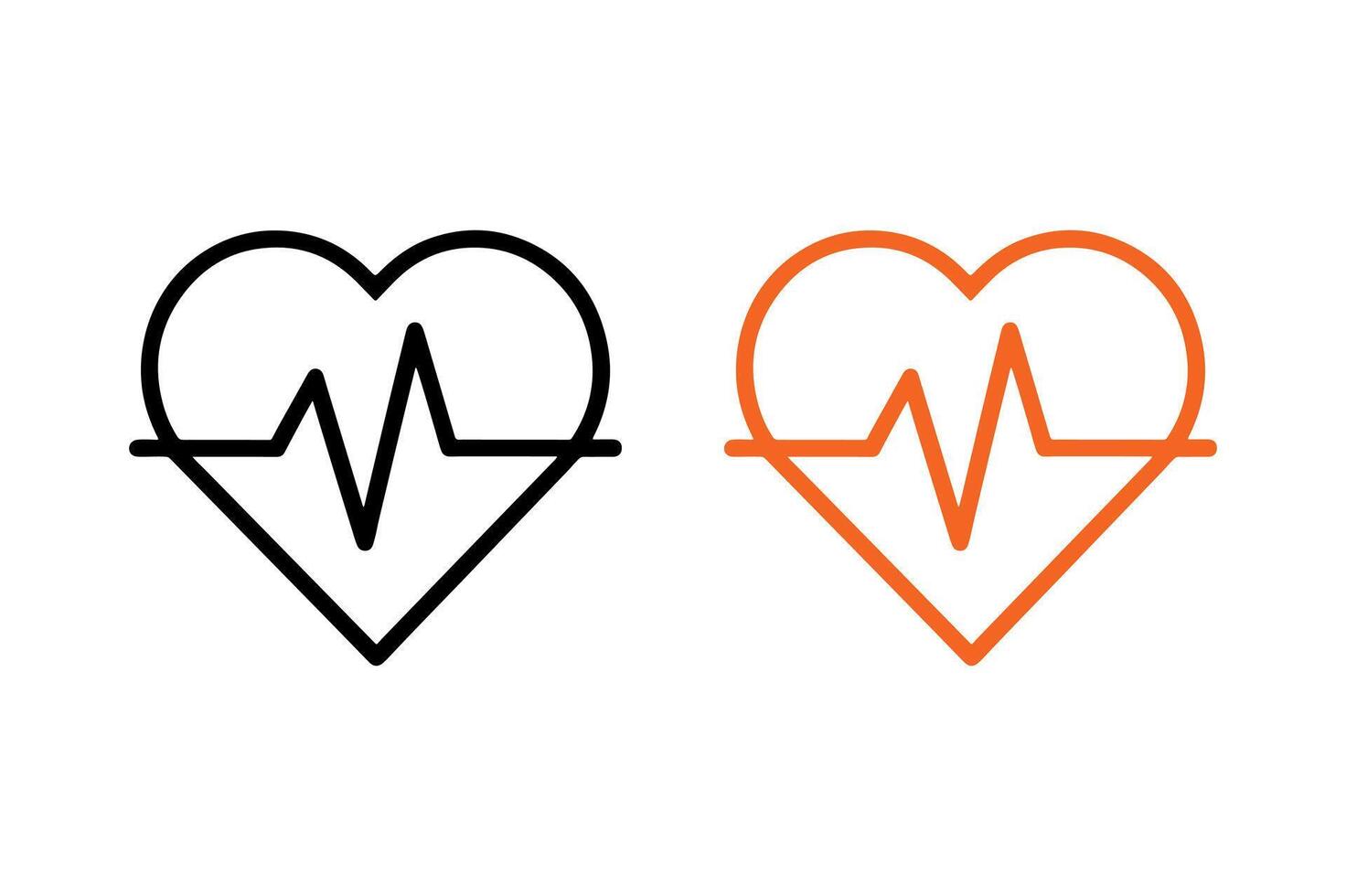 Heart-shaped designs with an ECG line inside. vector