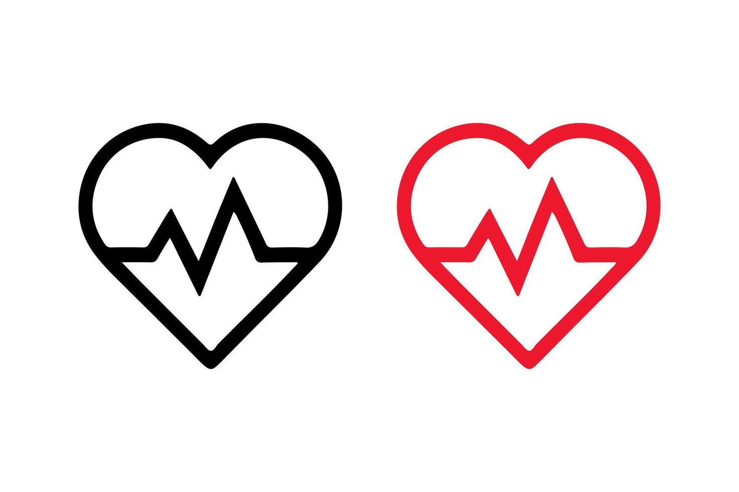Heart icons with black and red. vector