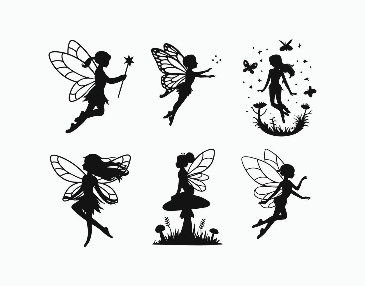 Elegant Fairy Silhouette Collection Illustration vector