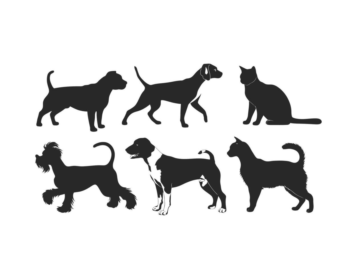 Unique Dog and Cat Silhouettes Template vector