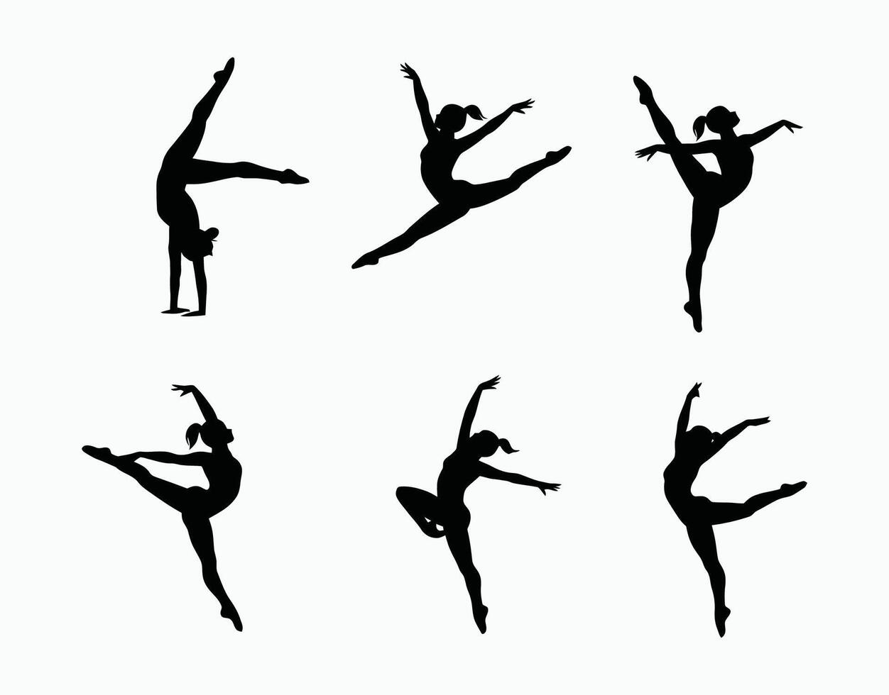 Beautiful Female Gymnast Silhouette Template vector
