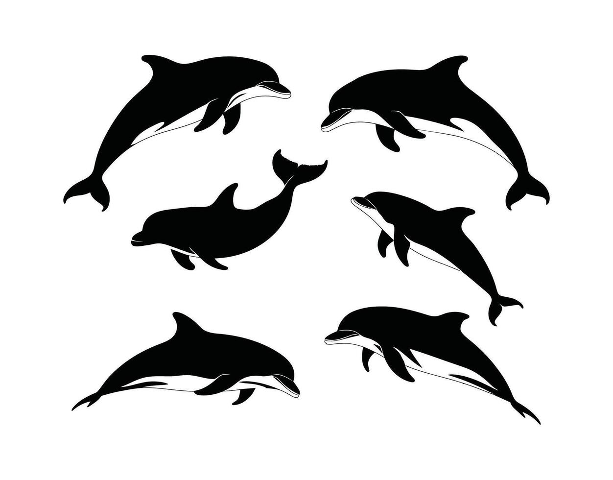 Modern Dolphin Silhouette Set Template Illustration vector