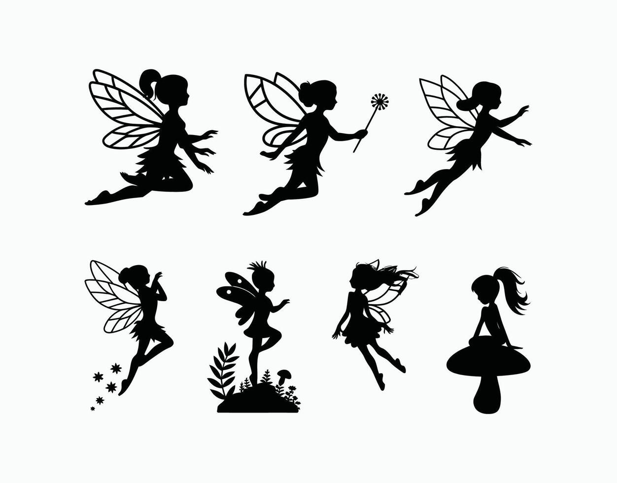 Dreamy Fairy Silhouette EPS Template vector