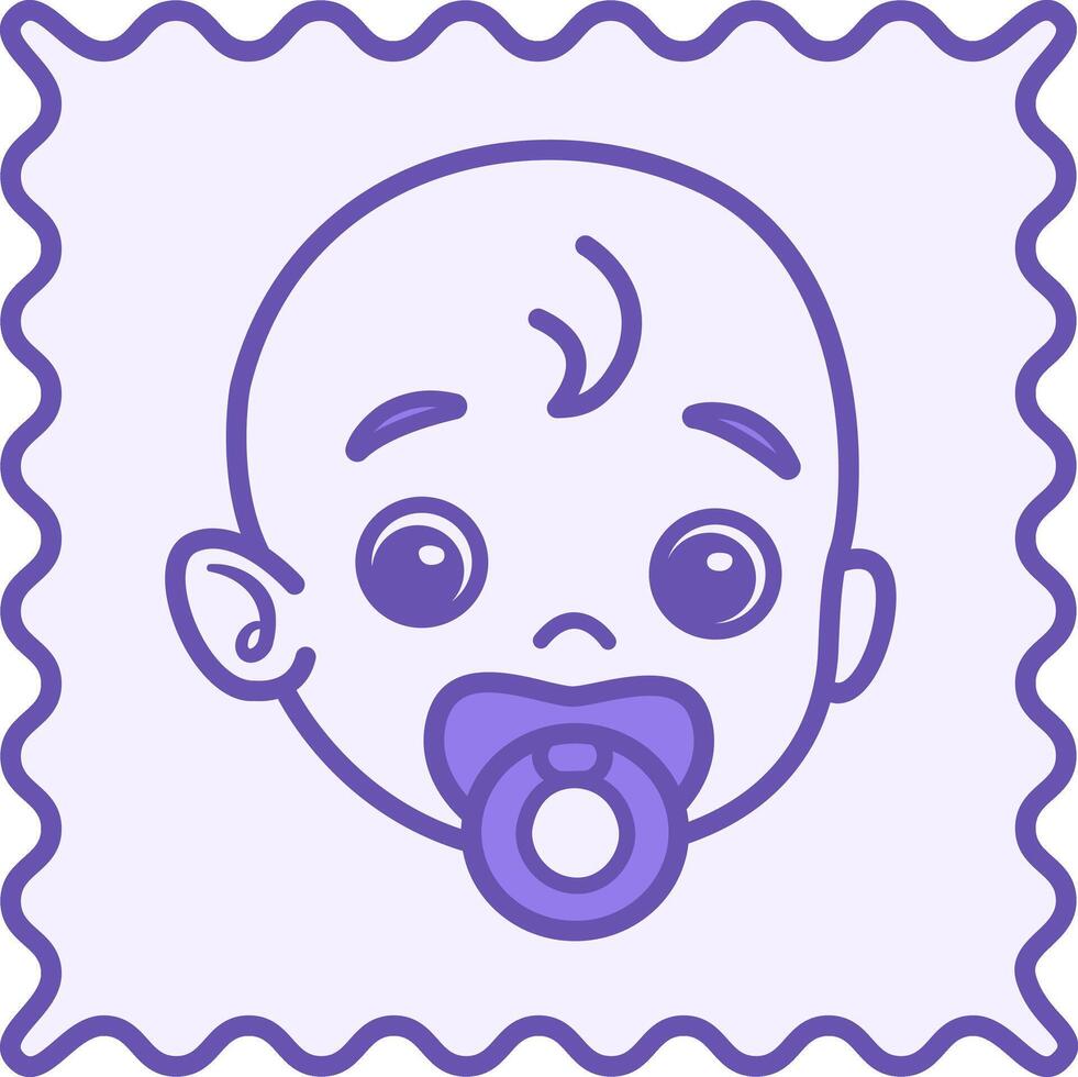 Colored Suitable for Children. Illustration. Baby with Pacifier. Eco-Friendly and Natural Fabric Designed for Kids. Concept Characteristics of Material vector