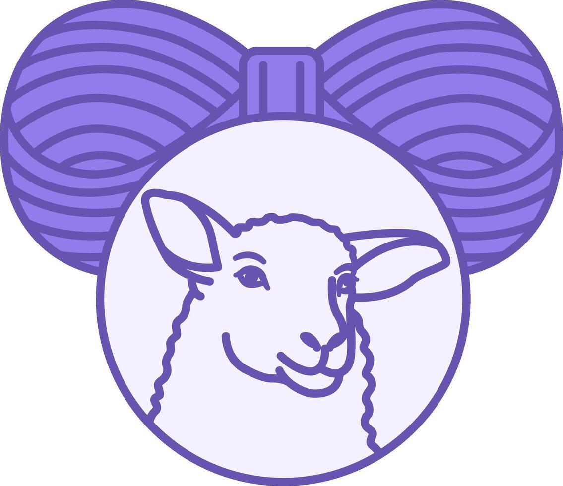 Colored Wool Icon. Illustration. Skein of Thread and Sheep. Material Characteristics Concept vector