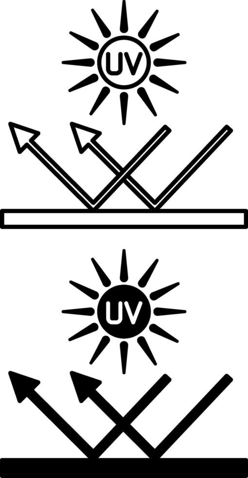 UV Protection Fabric Icons. Black and White Illustration. Fabric That Does Not Let Ultraviolet Radiation Pass To Skin. Concept Of Material Characteristics vector