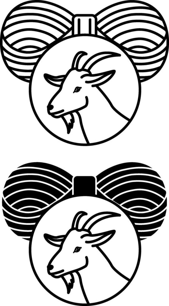 Cashmere Icons. Black and White Illustration. Skein of Thread and Goat. Material Characteristics Concept vector
