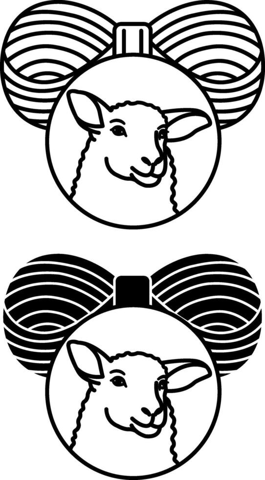 Wool Icons. Black and White Illustrations. Skein of Thread and Sheep. Material Characteristics Concept vector