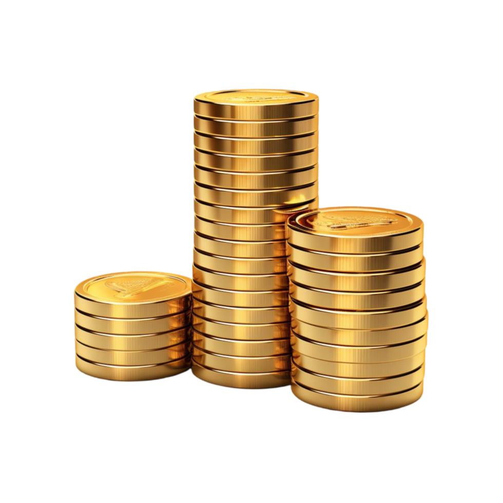 Stack of Shiny Gold Coins in Different Heights for Wealth and Financial Concepts png