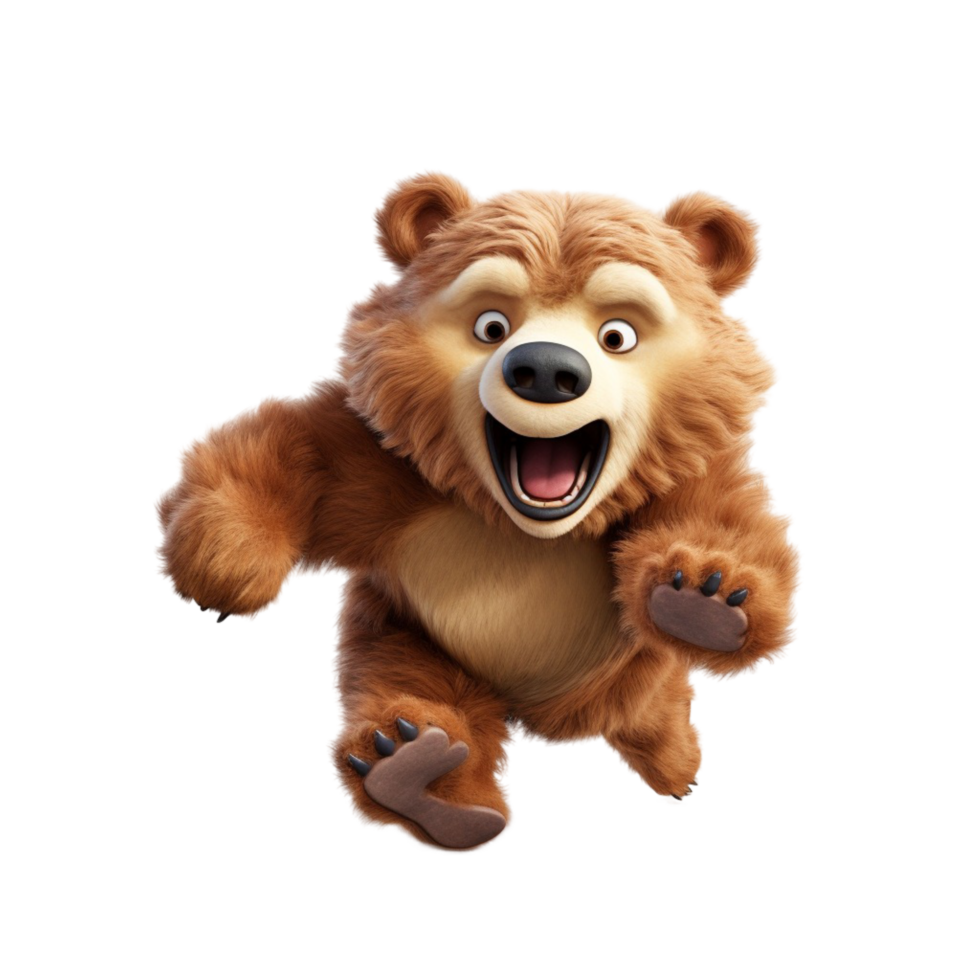 Cute Happy Cartoon Brown Bear with Open Arms for Kids and Fun Characters png