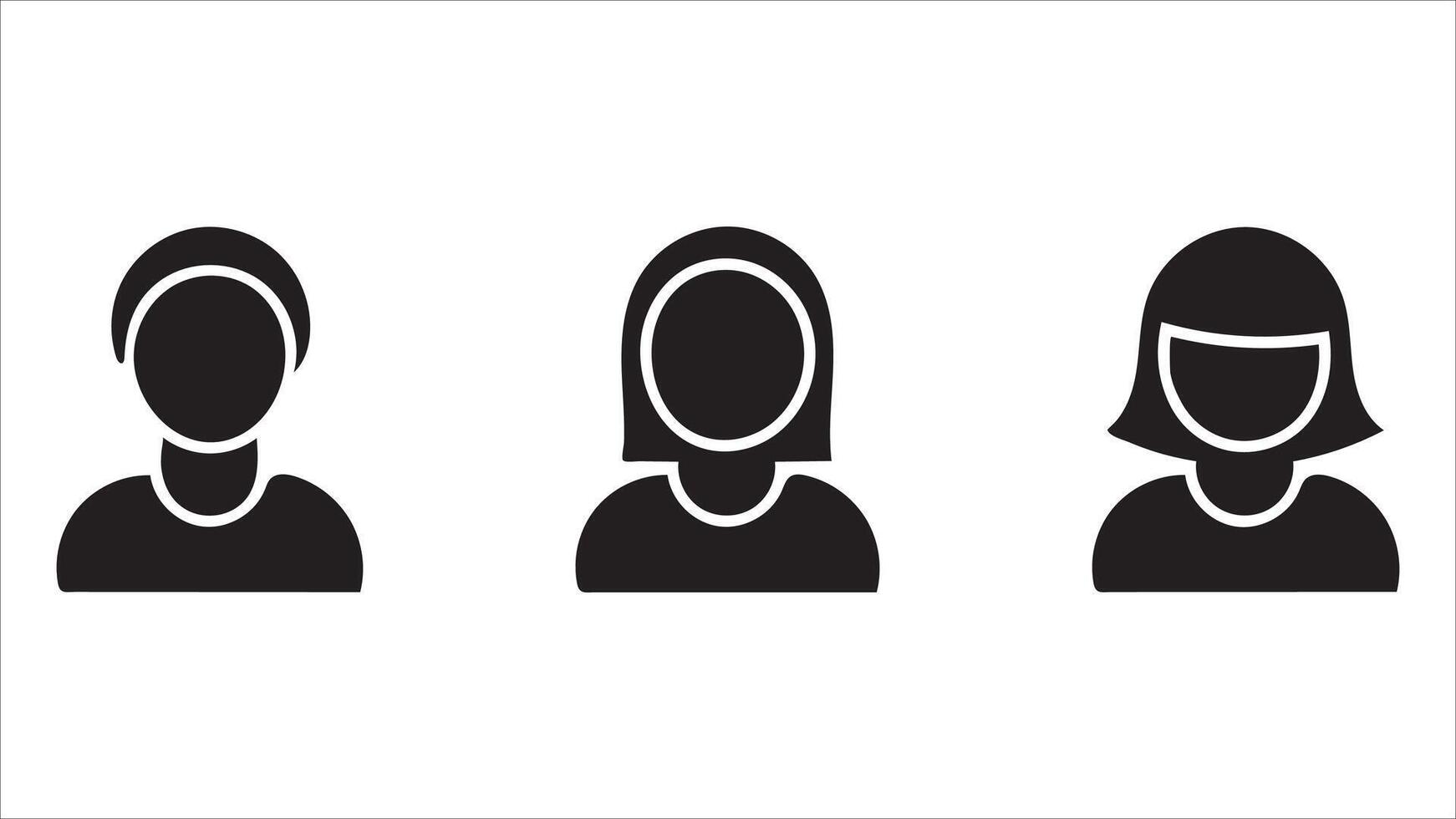 Simple Female User Icons Profiles, Avatar, Graphics, Design, Black, White, Silhouette, , Illus vector