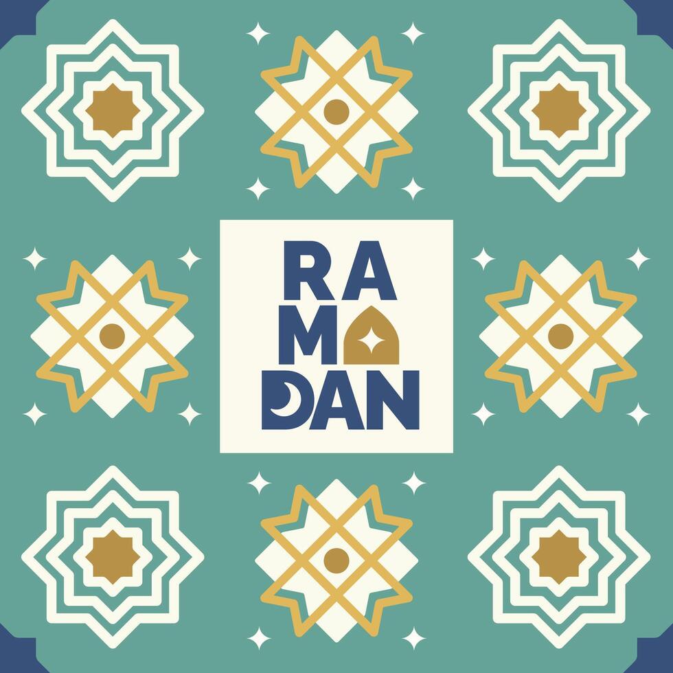 geometric ramadan kareem illustration in flat style, minimalist islamic icon, suitable for poster, banner, and greeting card vector