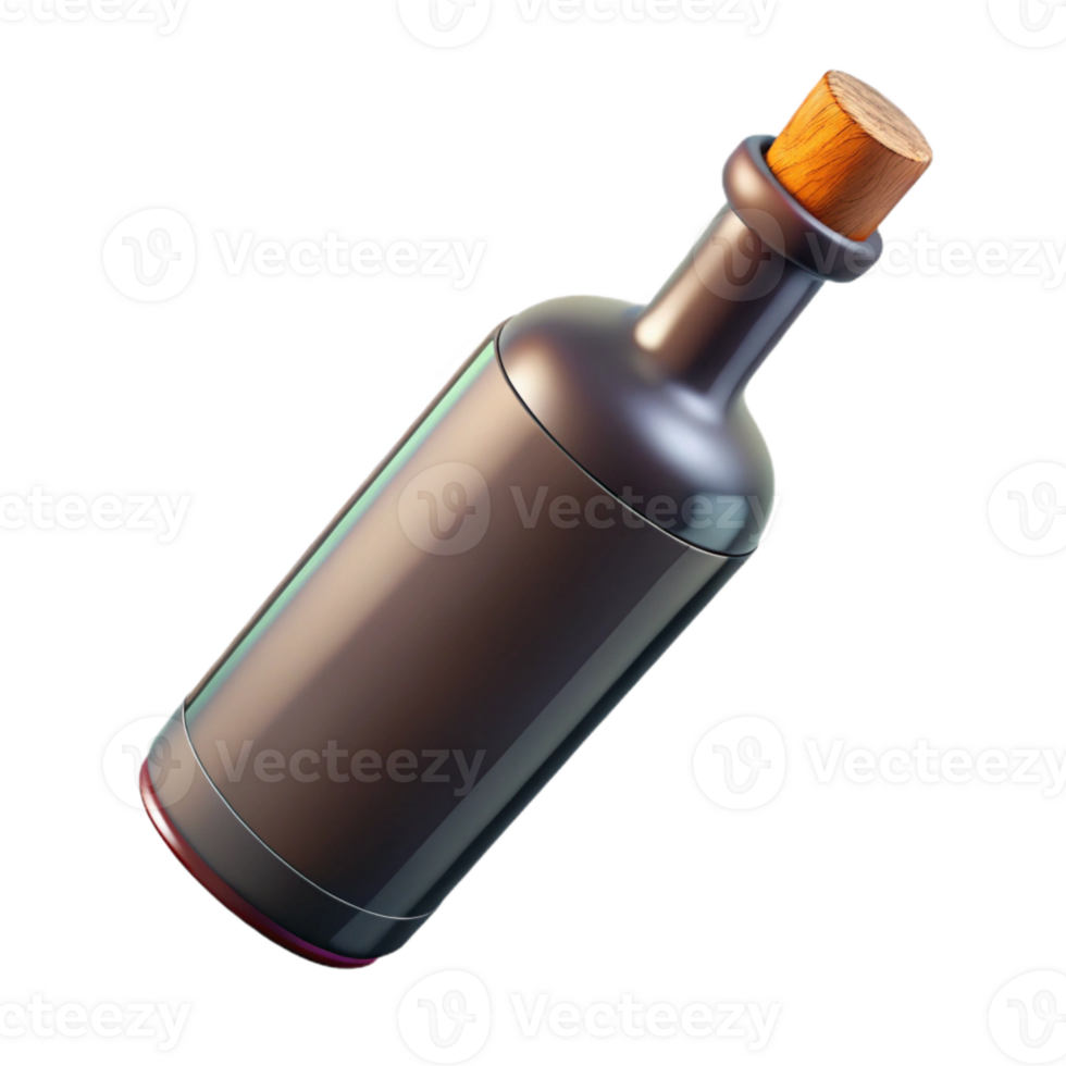 serene rustic Empty Wine Bottle with Cork Transparent Background high quality png