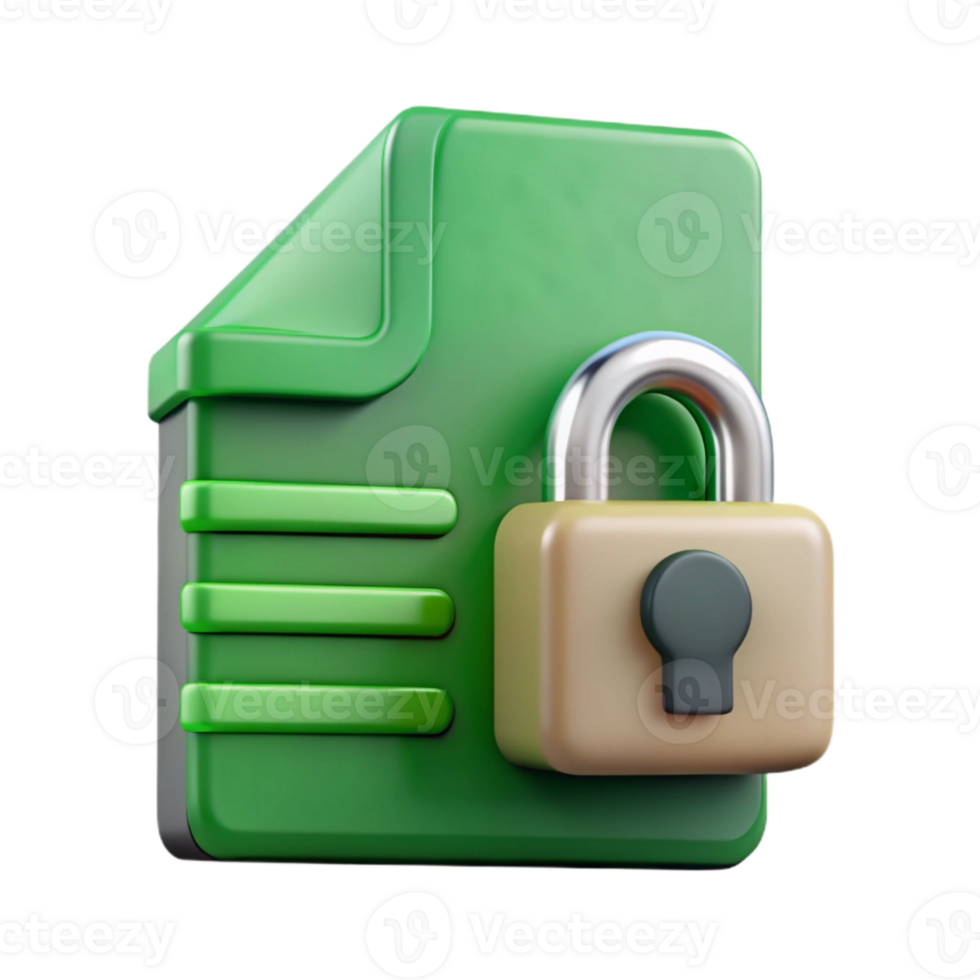 extraordinary artistic Encrypted File Icon Green Padlock Isolated authentic png