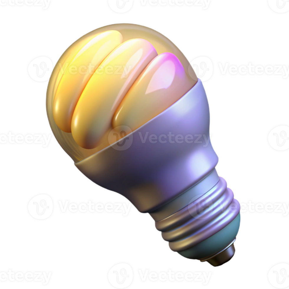 beautiful rustic Energy Efficient Lightbulb Lit Up Isolated authentic png