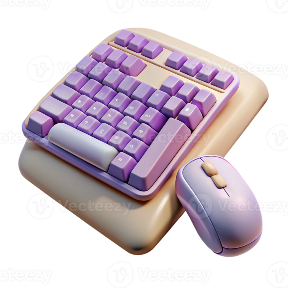 serene rustic Ergonomic Keyboard and Mouse Set Cutout Element detailed png
