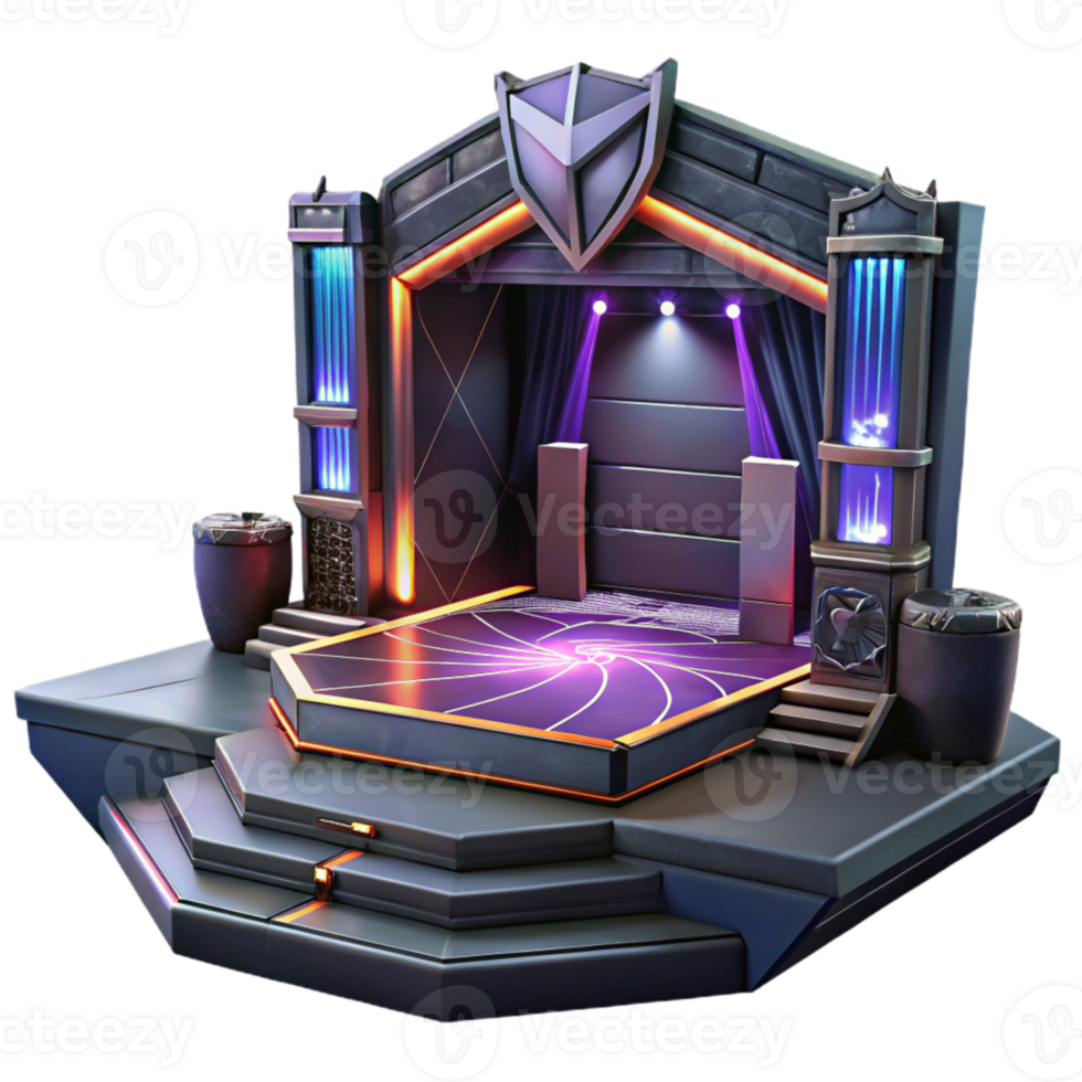 elegant contemporary Esports Tournament Stage Dark Lighting Isolated Element high quality png