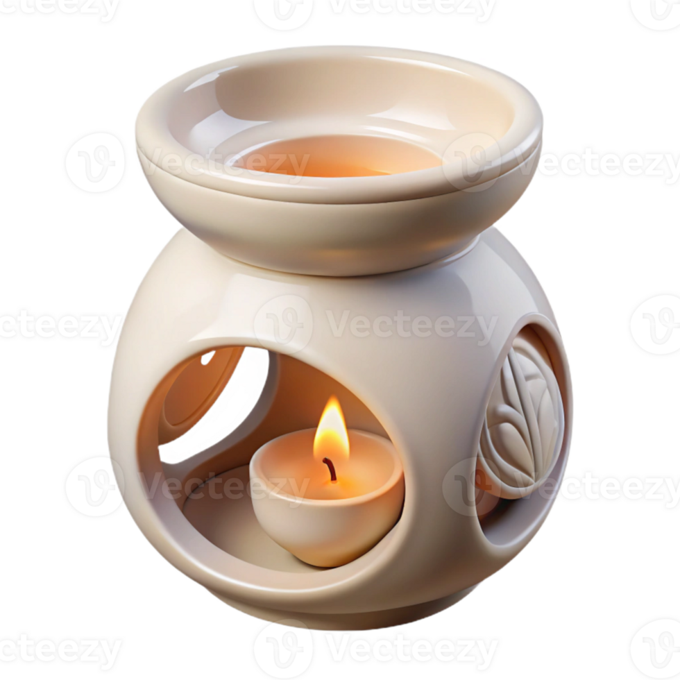 wonderful modern Essential Oil Burner Ceramic Design White Color Cutout Transparent Background authentic png