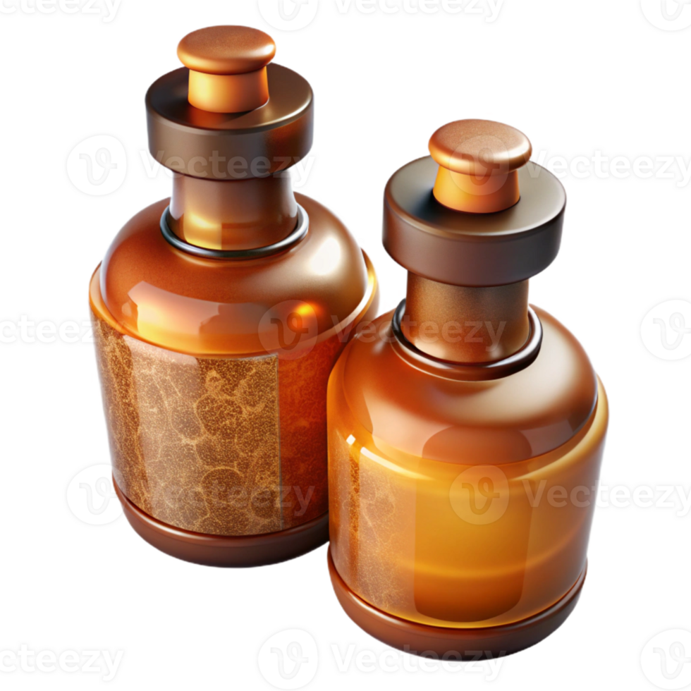 wonderful vintage Essential Oil Bottles Cutout with Amber Glass high quality png