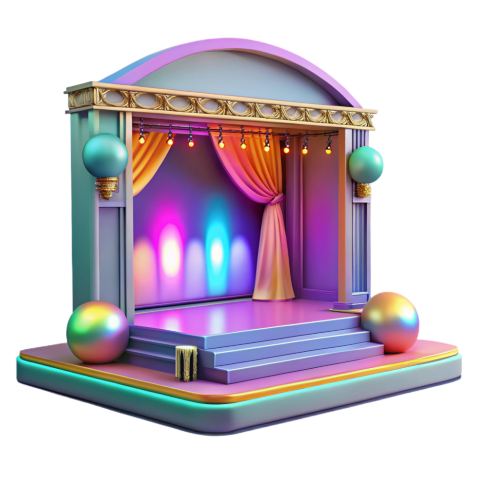 extraordinary classic Event Stage with Colorful Lighting Transparent Background high quality png