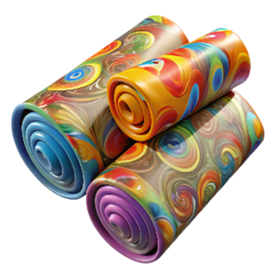 stunning rustic Fabric Rolls Colorful Patterns Transparent Background exclusive png
