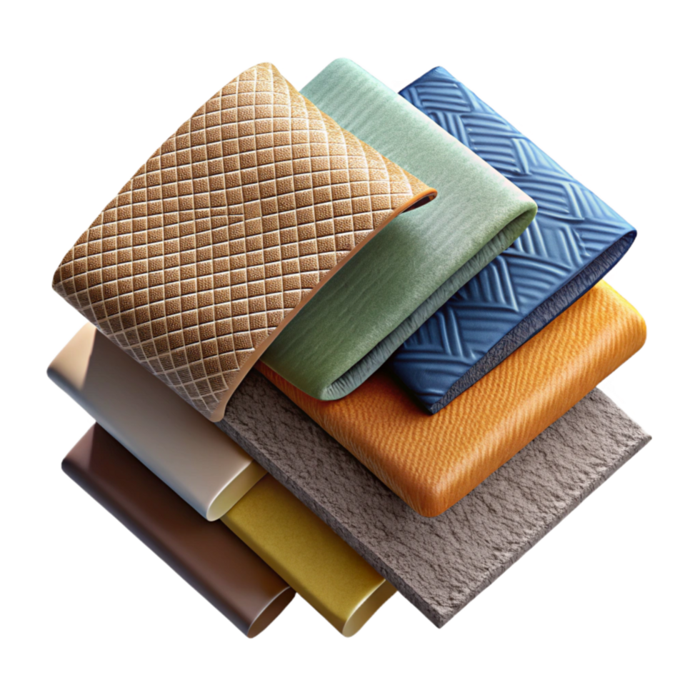 elegant artistic Fabric Swatches Various Textures and Colors Isolated high resolution png