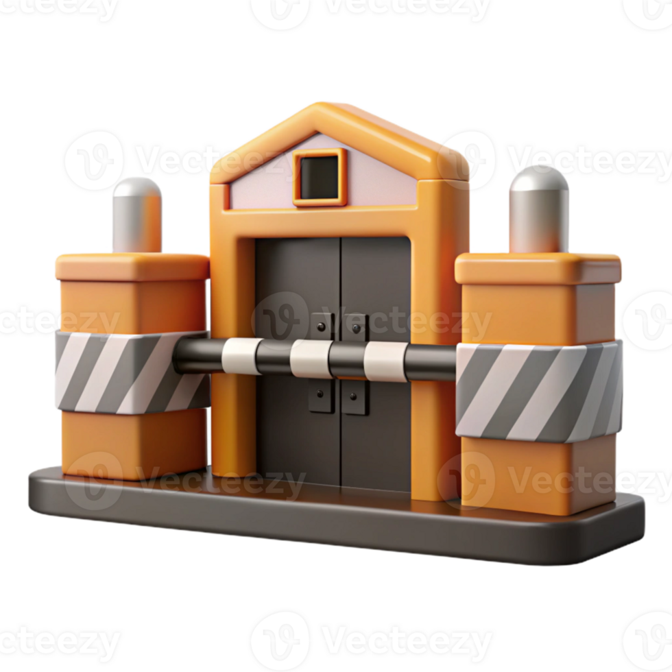beautiful artistic Factory Gate Closed Security View Isolated professional png